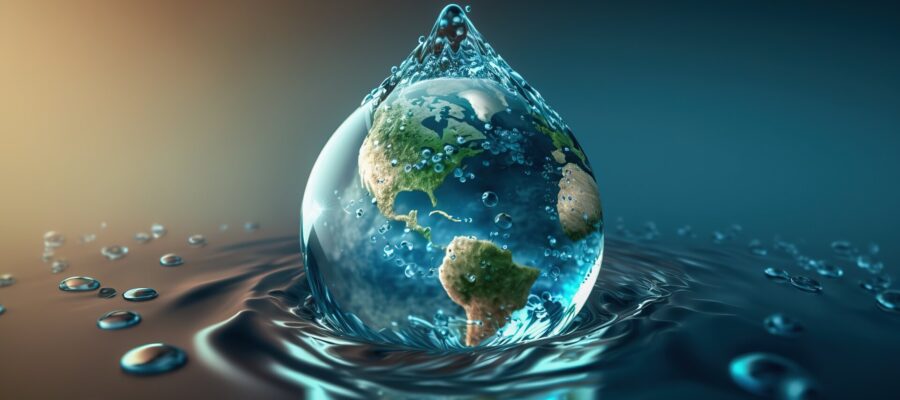 Planet Erde in Form eines Wassertropfens, Wassertag,